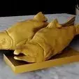 Two salmons statue trophy STL 3D print model