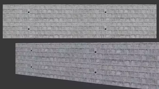 Stone Retaining Wall  3D Scanned Low-Poly Model