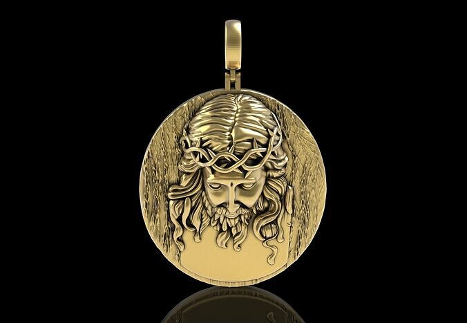 Jesus Head Coin Pendant 3D print model
