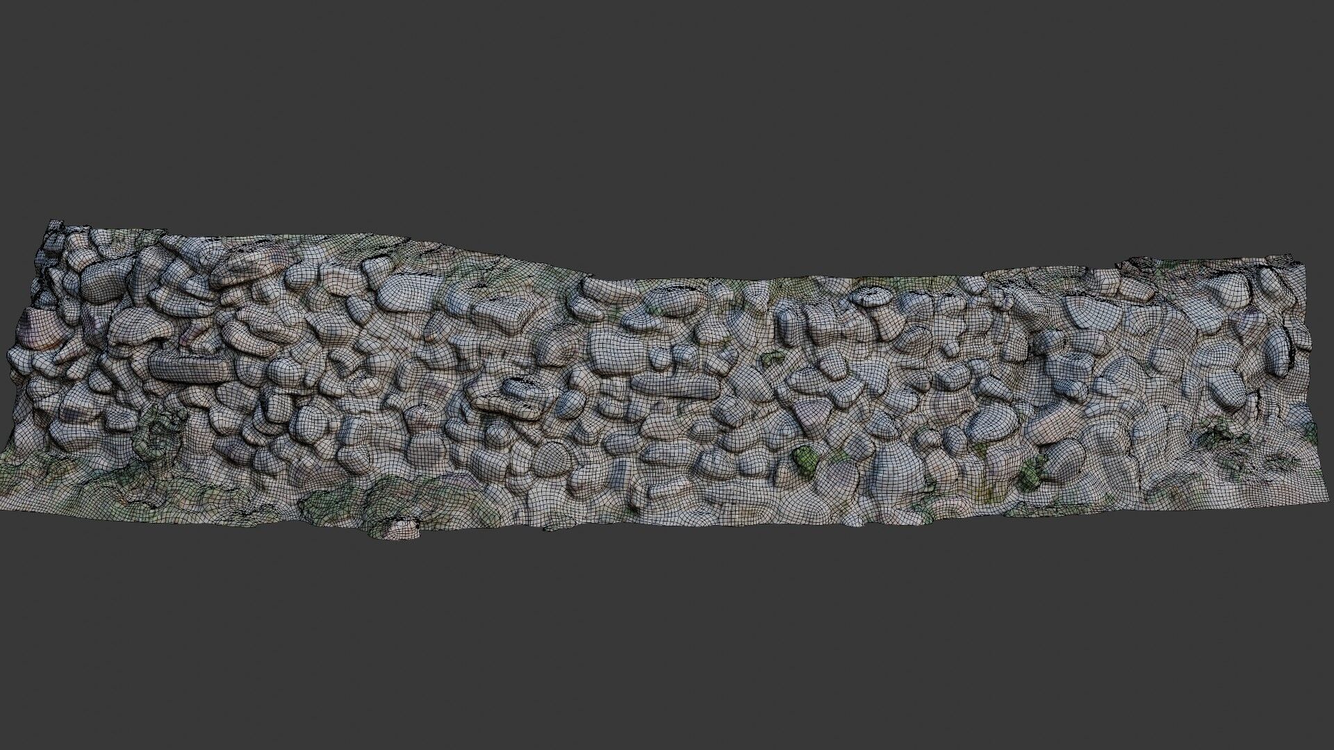Old Stone Wall 3D Scanned Low-poly 3D model_2