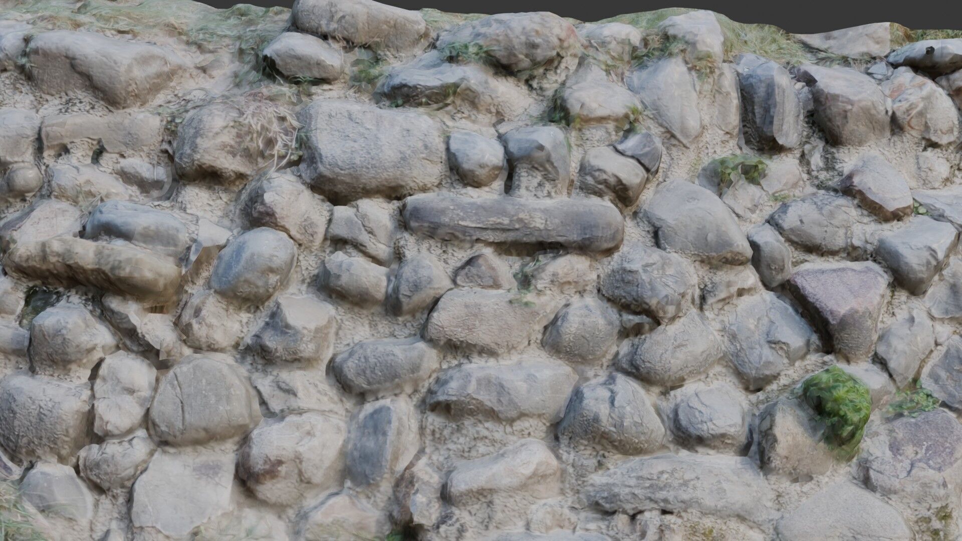 Old Stone Wall 3D Scanned Low-poly 3D model_3