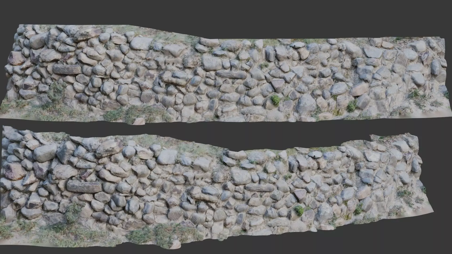 Old Stone Wall 3D Scanned Low-poly 3D model_0