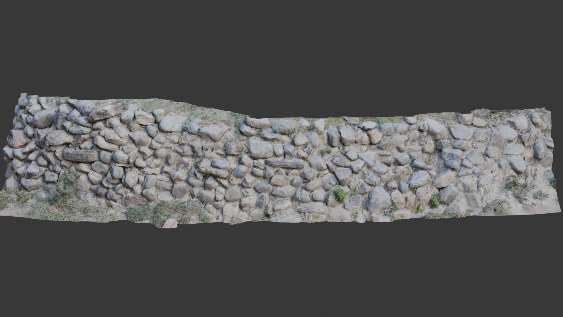 Old Stone Wall 3D Scanned Low-poly 3D model_1