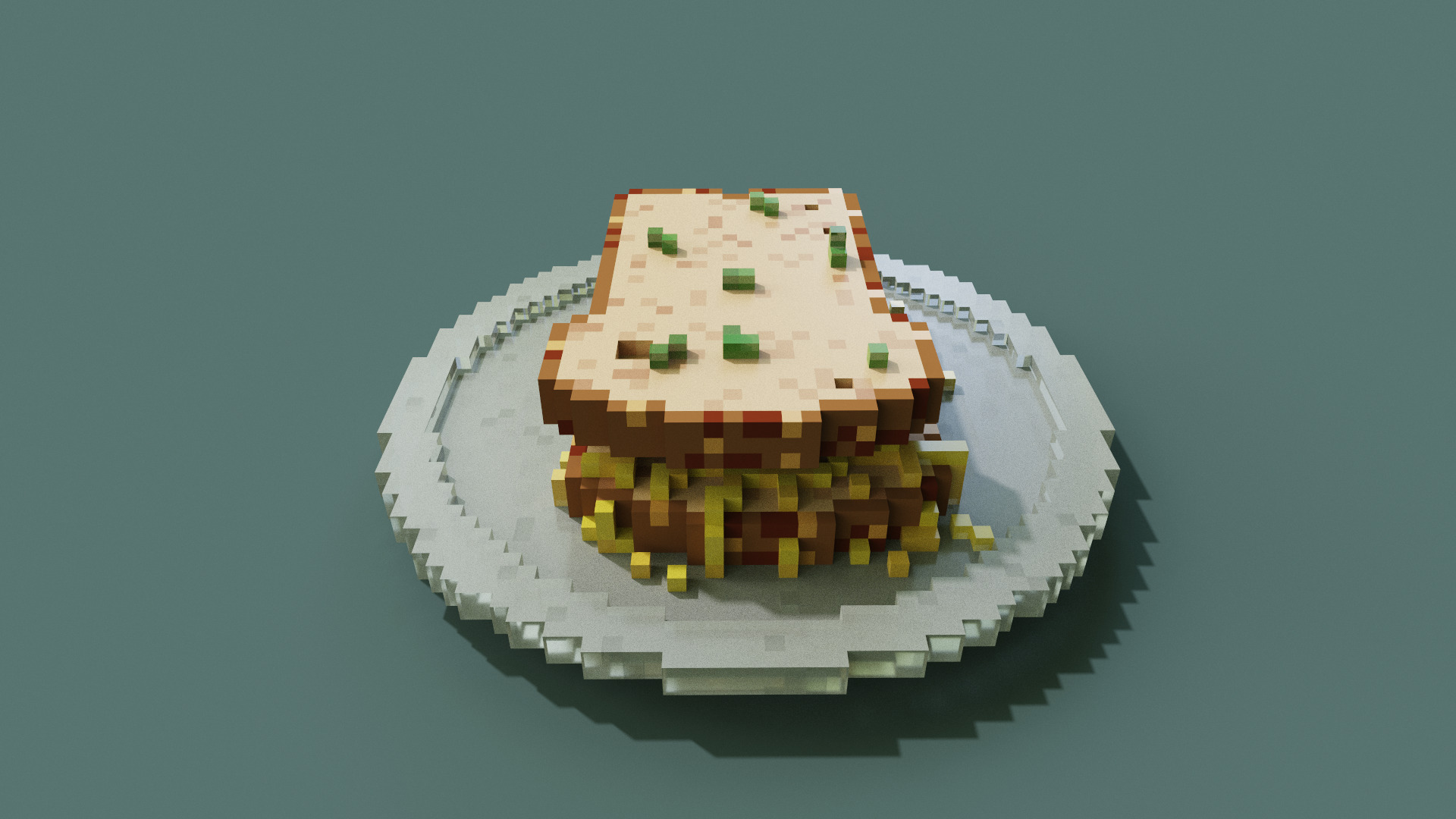 Reddit Spaghetti Sandwich Free 3D Model VOX OBJ PLY QB Free low-poly 3D model_3