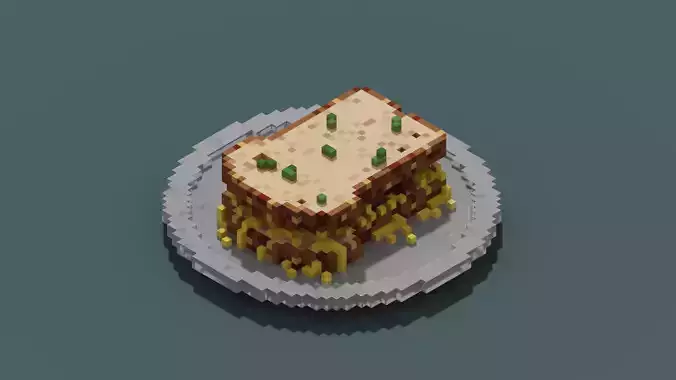 Reddit Spaghetti Sandwich Free 3D Model VOX OBJ PLY QB