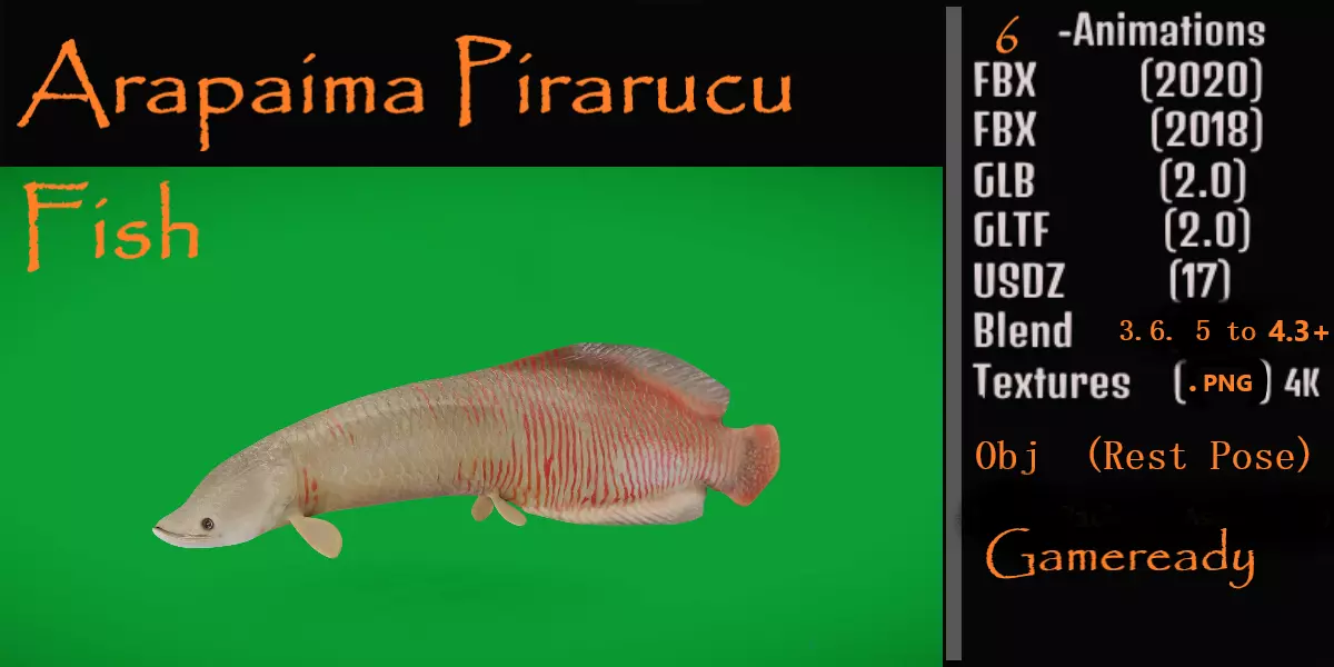Arapaima Pirarucu Fish Low-poly 3D model