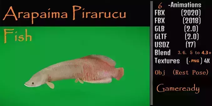 Arapaima Pirarucu Fish Low-poly 3D model