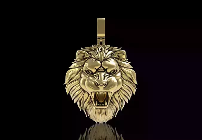 Roaring Lion Face Pendant