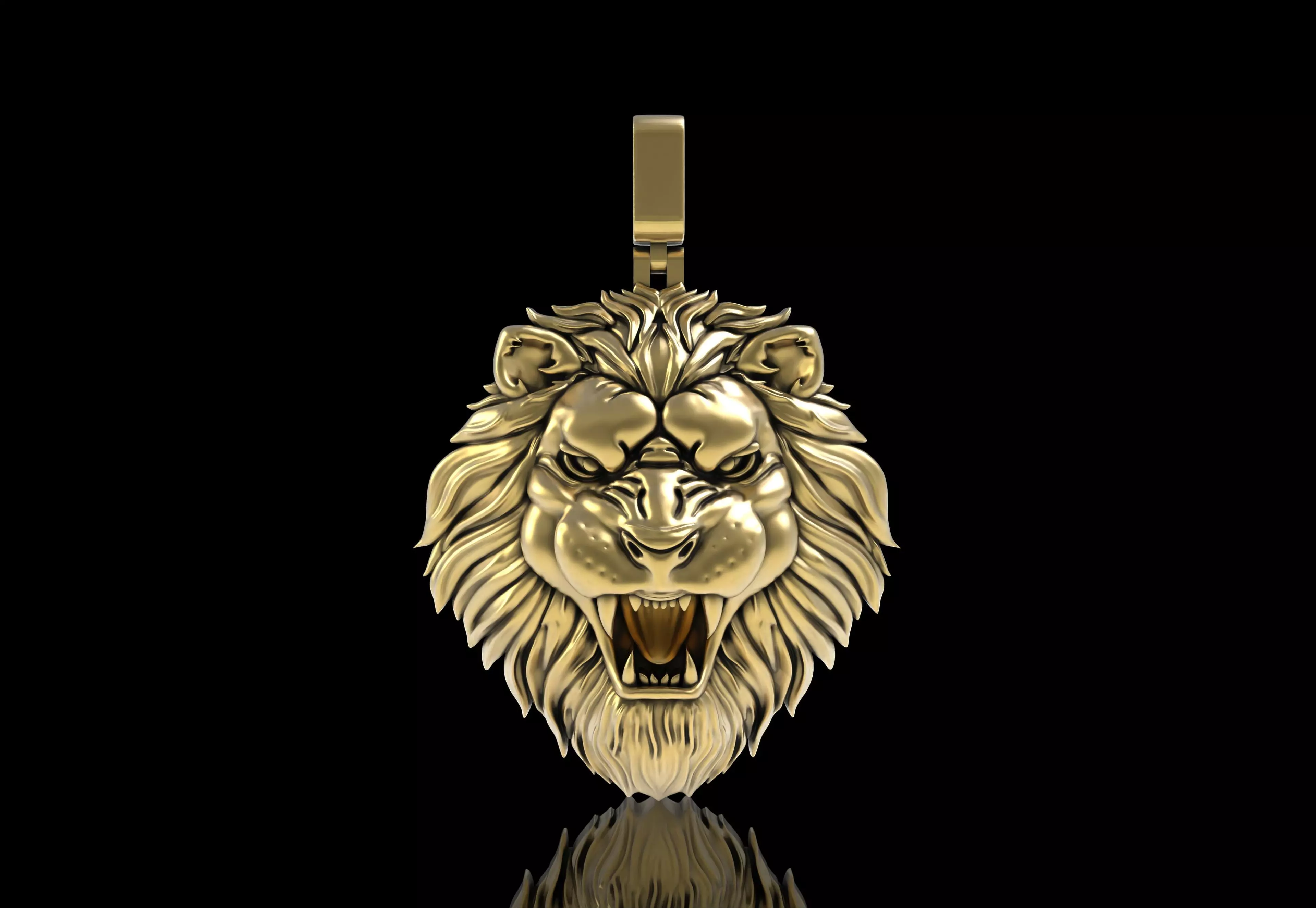 Roaring Lion Face Pendant 3D print model