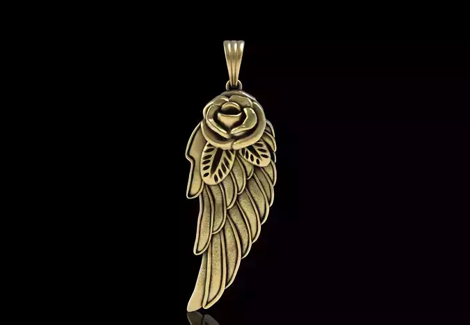 Rose Flower with Wing Pendant