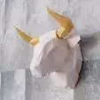 Angry spanish bull head wall low poly mount STL