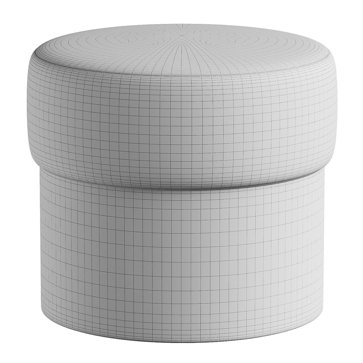pouf white 3 3D model_6