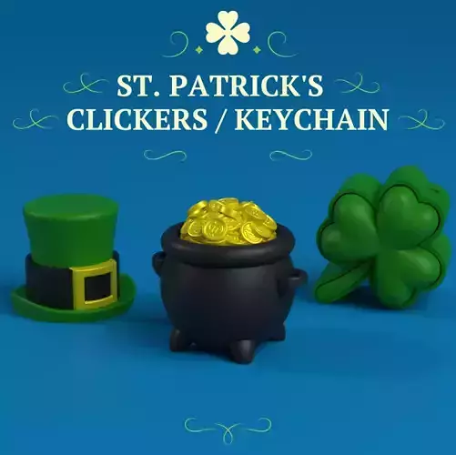 St Patricks Day Clickers Keychain - 3MF - No support