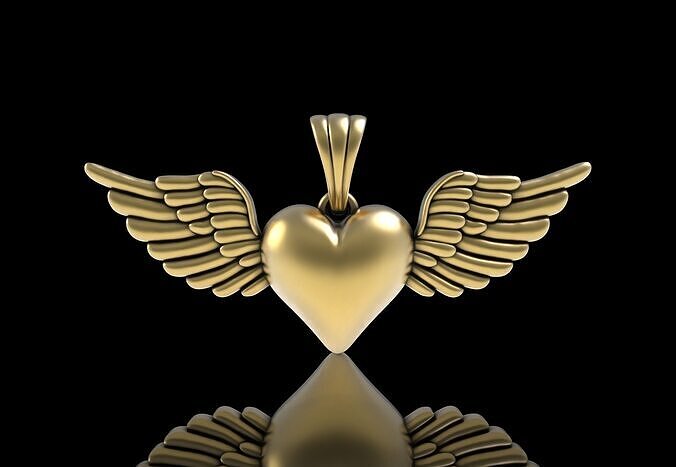 Heart with Wings Pendant 3D print model