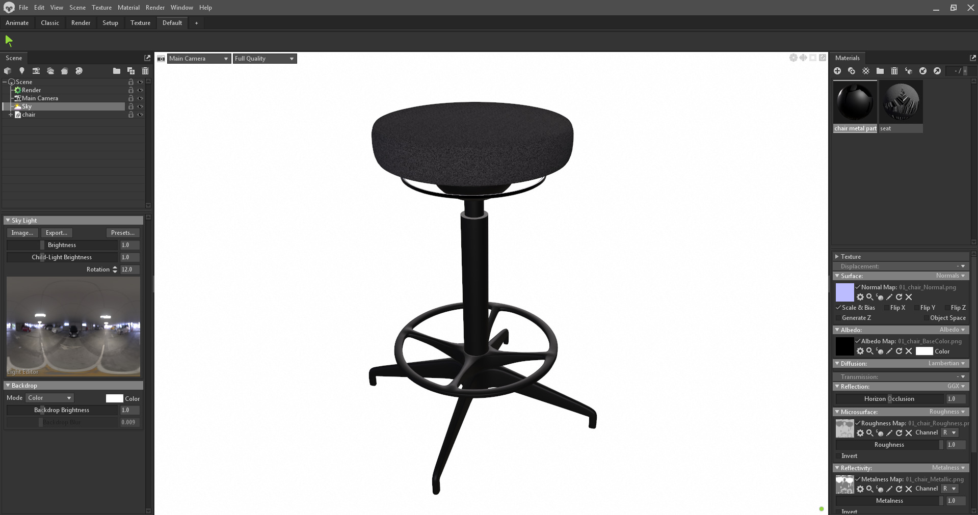 Modern Adjustable Swivel Stool 3D Model Low-poly 3D model_31