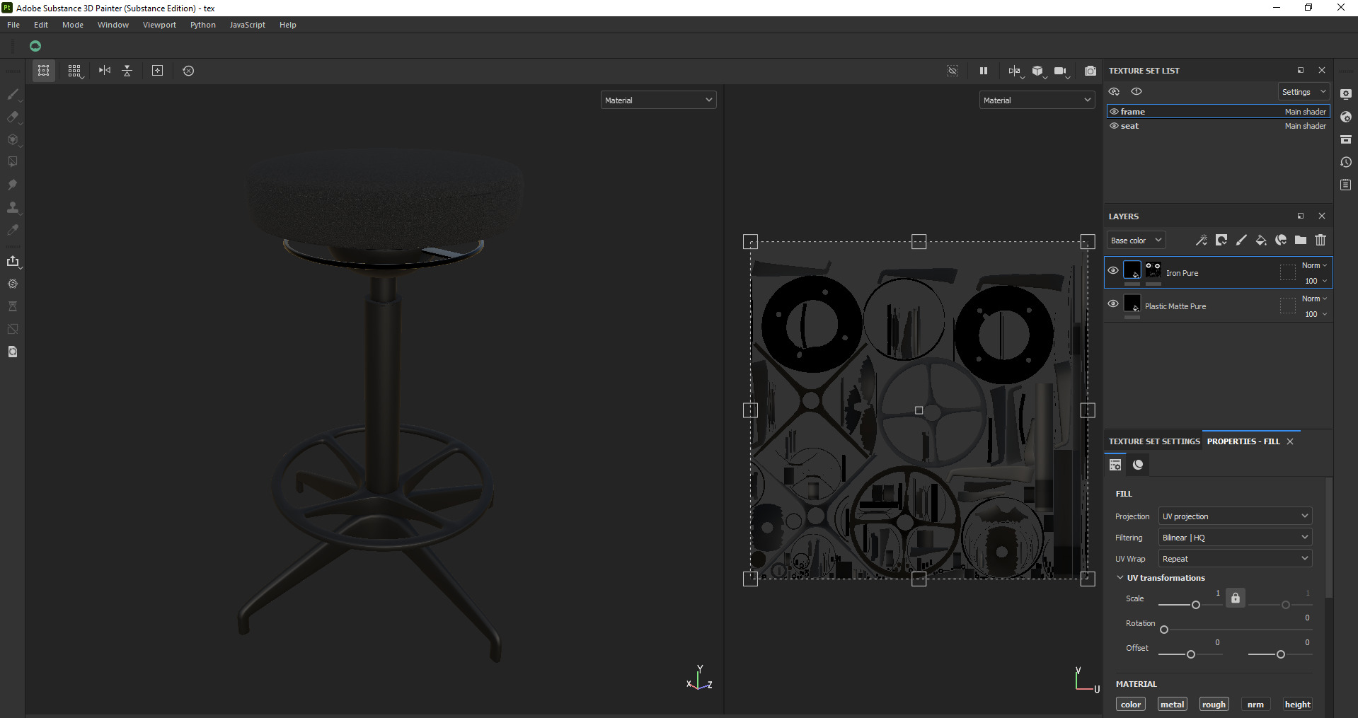 Modern Adjustable Swivel Stool 3D Model Low-poly 3D model_23