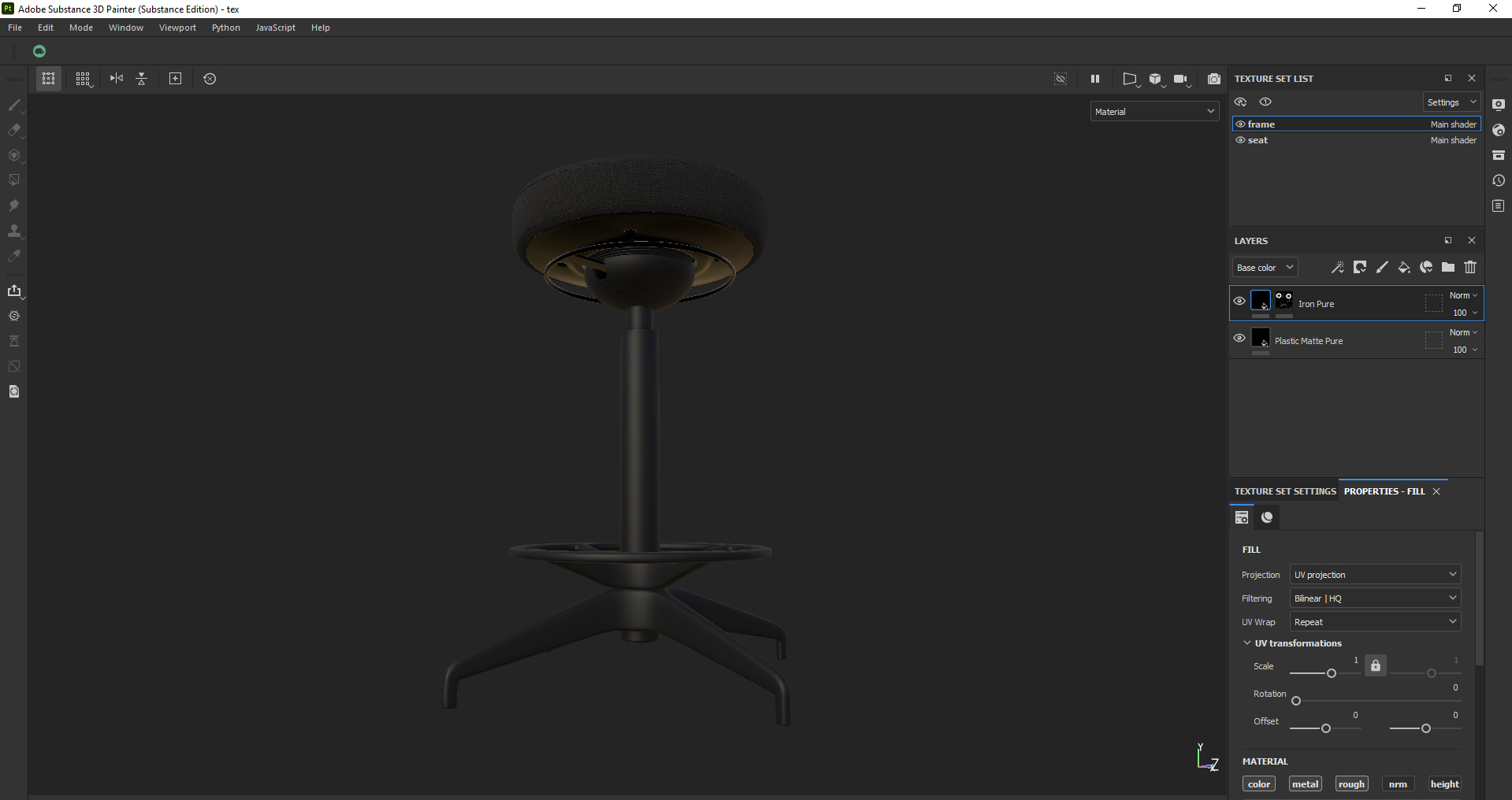 Modern Adjustable Swivel Stool 3D Model Low-poly 3D model_32