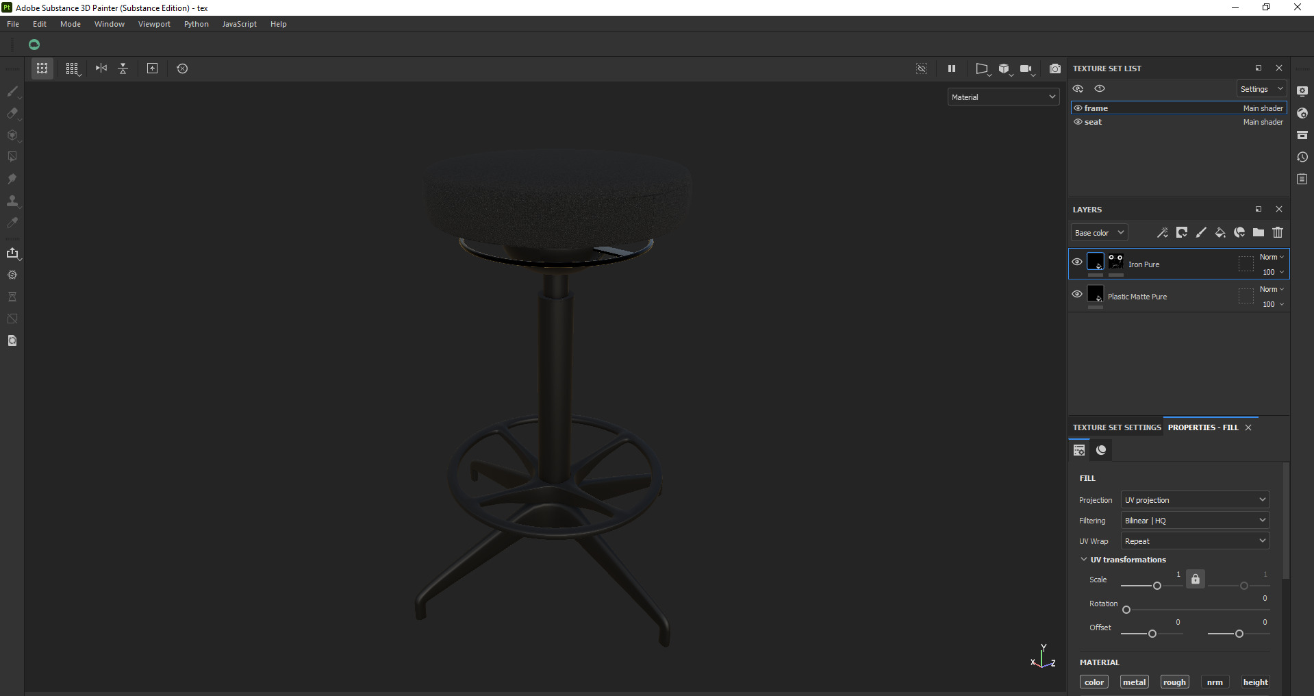 Modern Adjustable Swivel Stool 3D Model Low-poly 3D model_26
