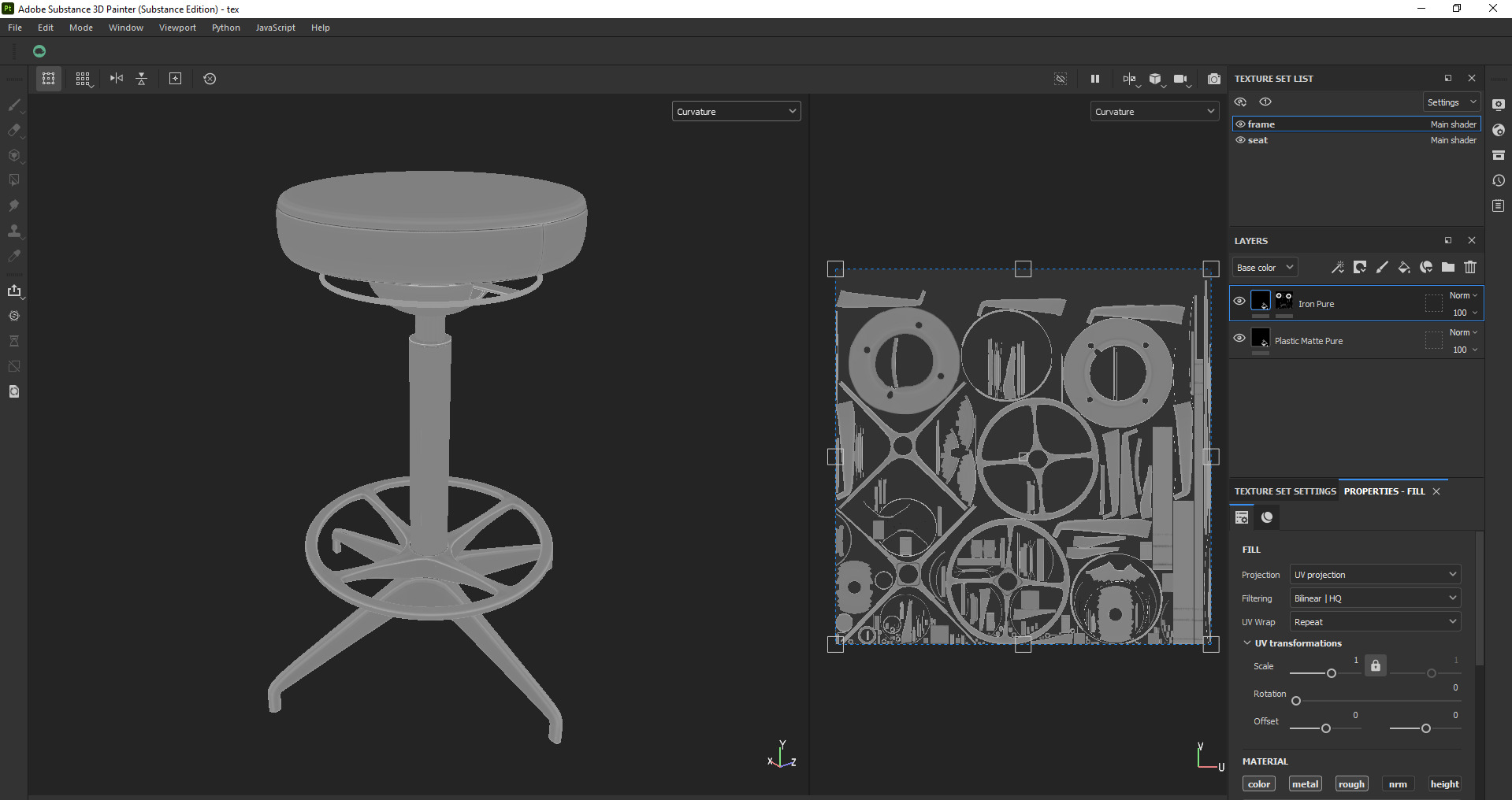 Modern Adjustable Swivel Stool 3D Model Low-poly 3D model_29
