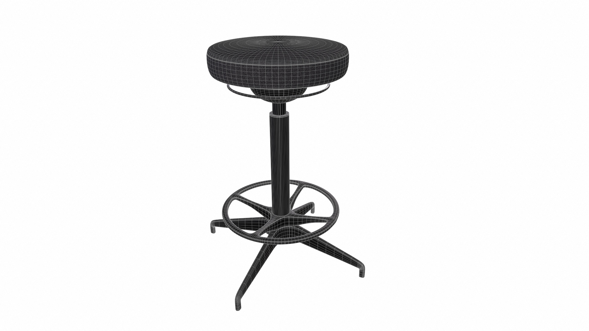Modern Adjustable Swivel Stool 3D Model Low-poly 3D model_7