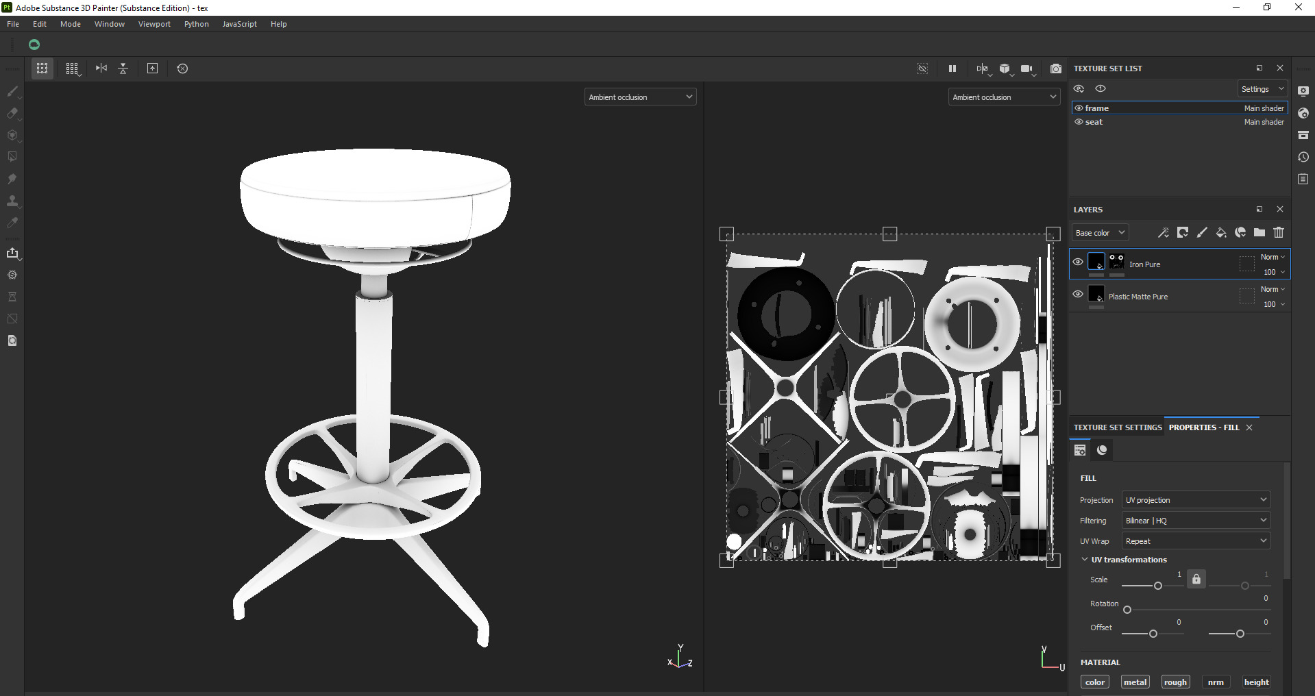 Modern Adjustable Swivel Stool 3D Model Low-poly 3D model_22
