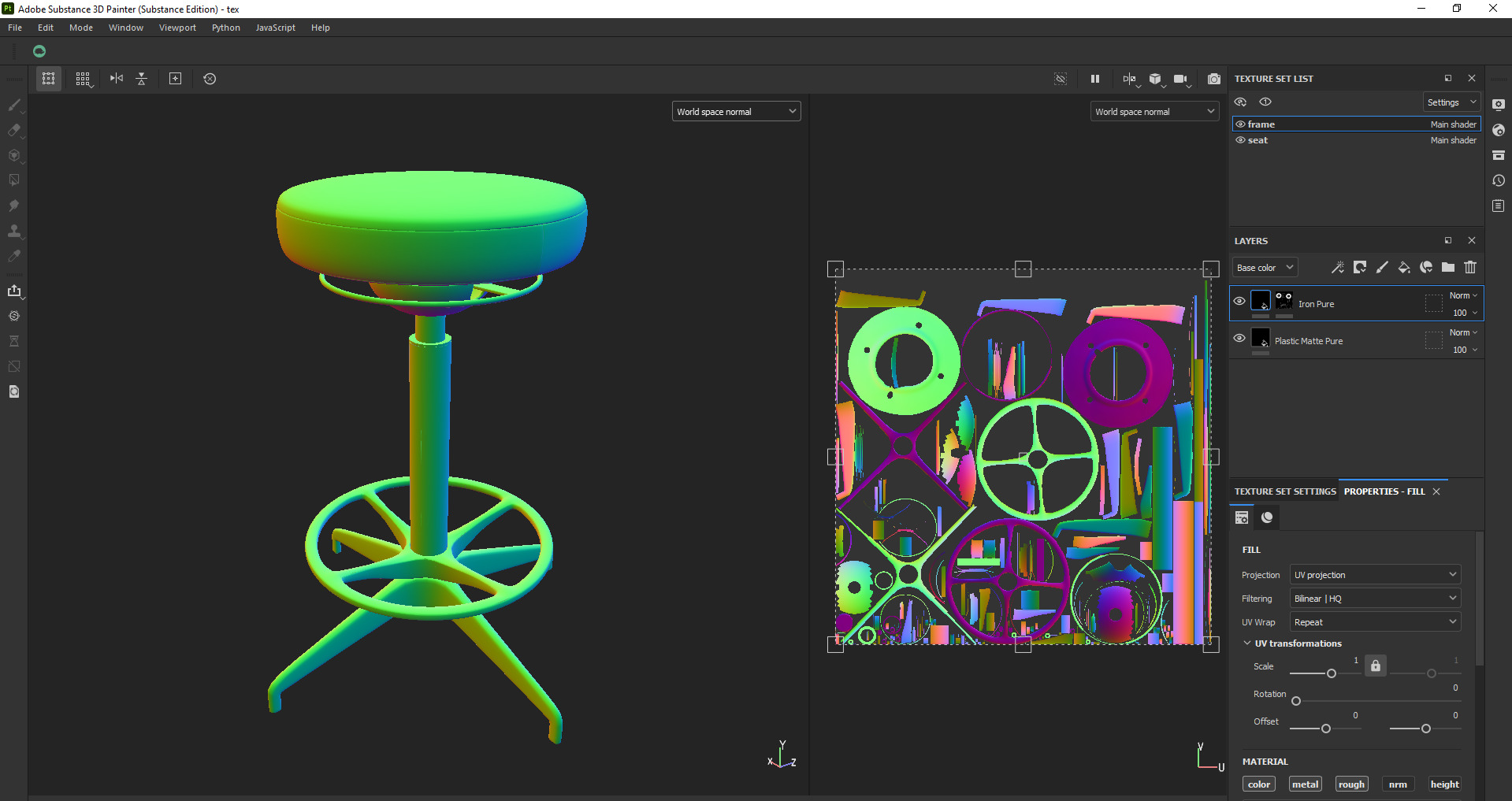 Modern Adjustable Swivel Stool 3D Model Low-poly 3D model_24