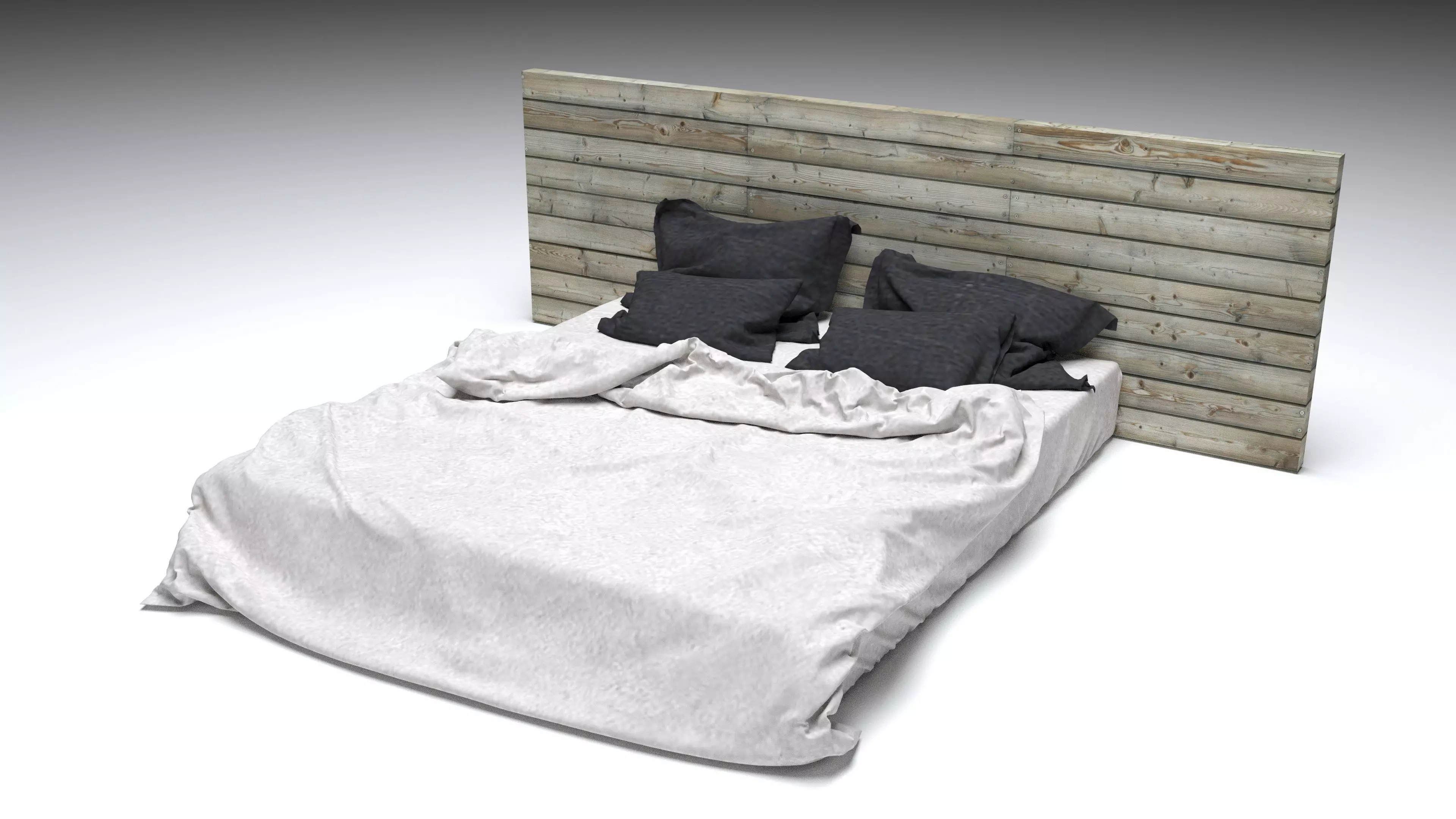 Scandinavian Bed Model 3D model_0