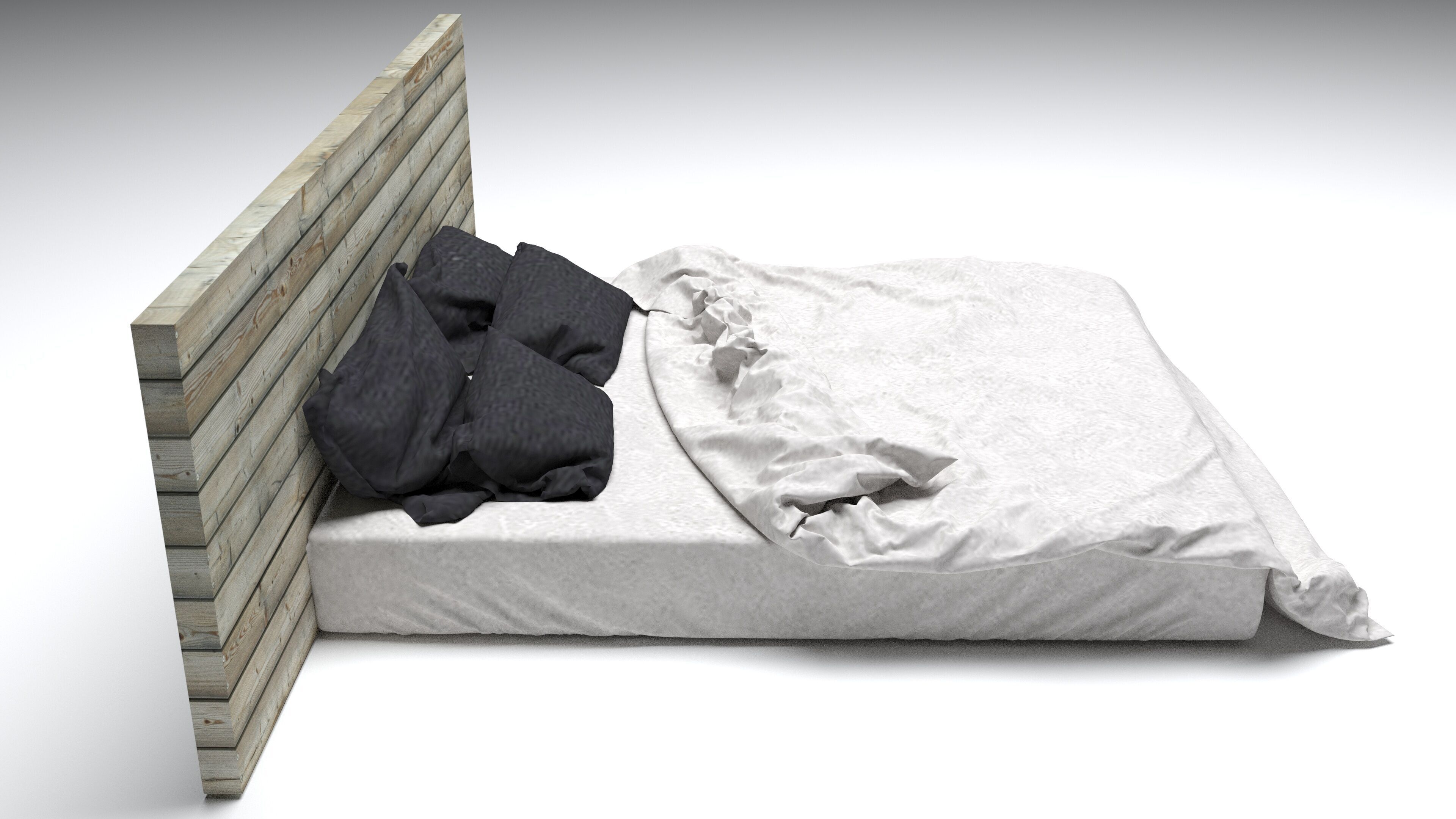 Scandinavian Bed Model 3D model_4