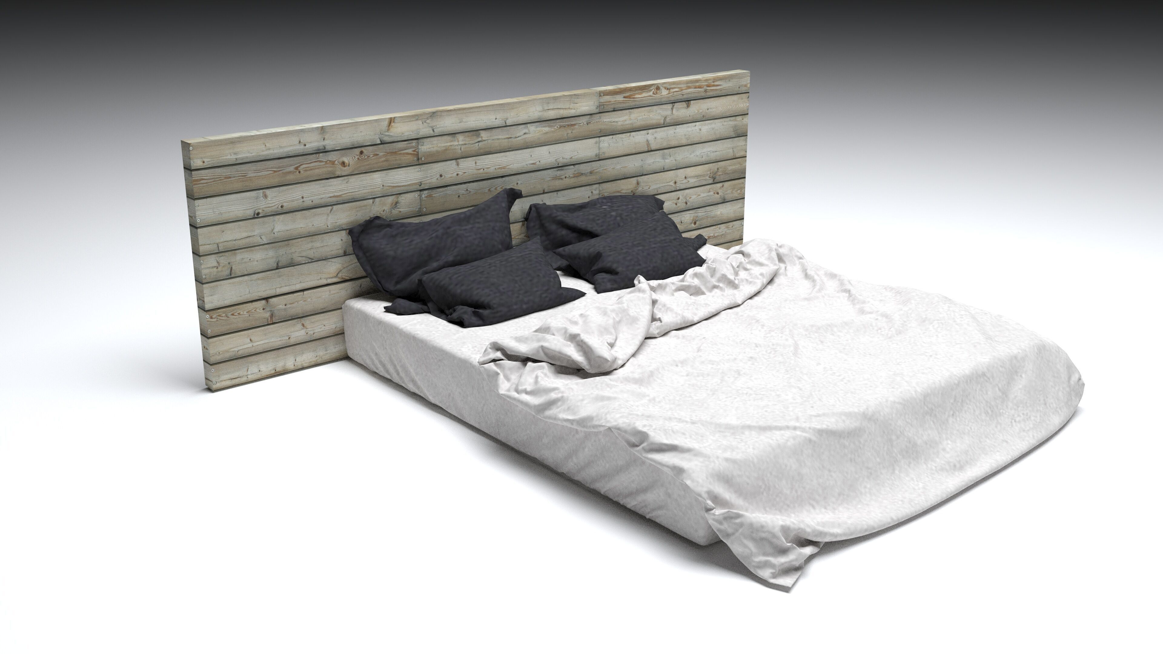Scandinavian Bed Model 3D model_2