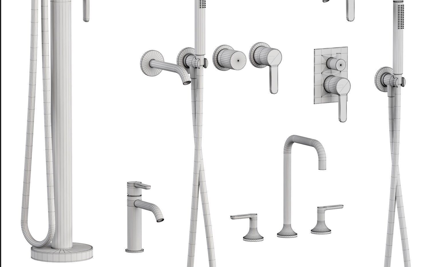 Ritmonio Basin mixers collection Low-poly 3D model_14