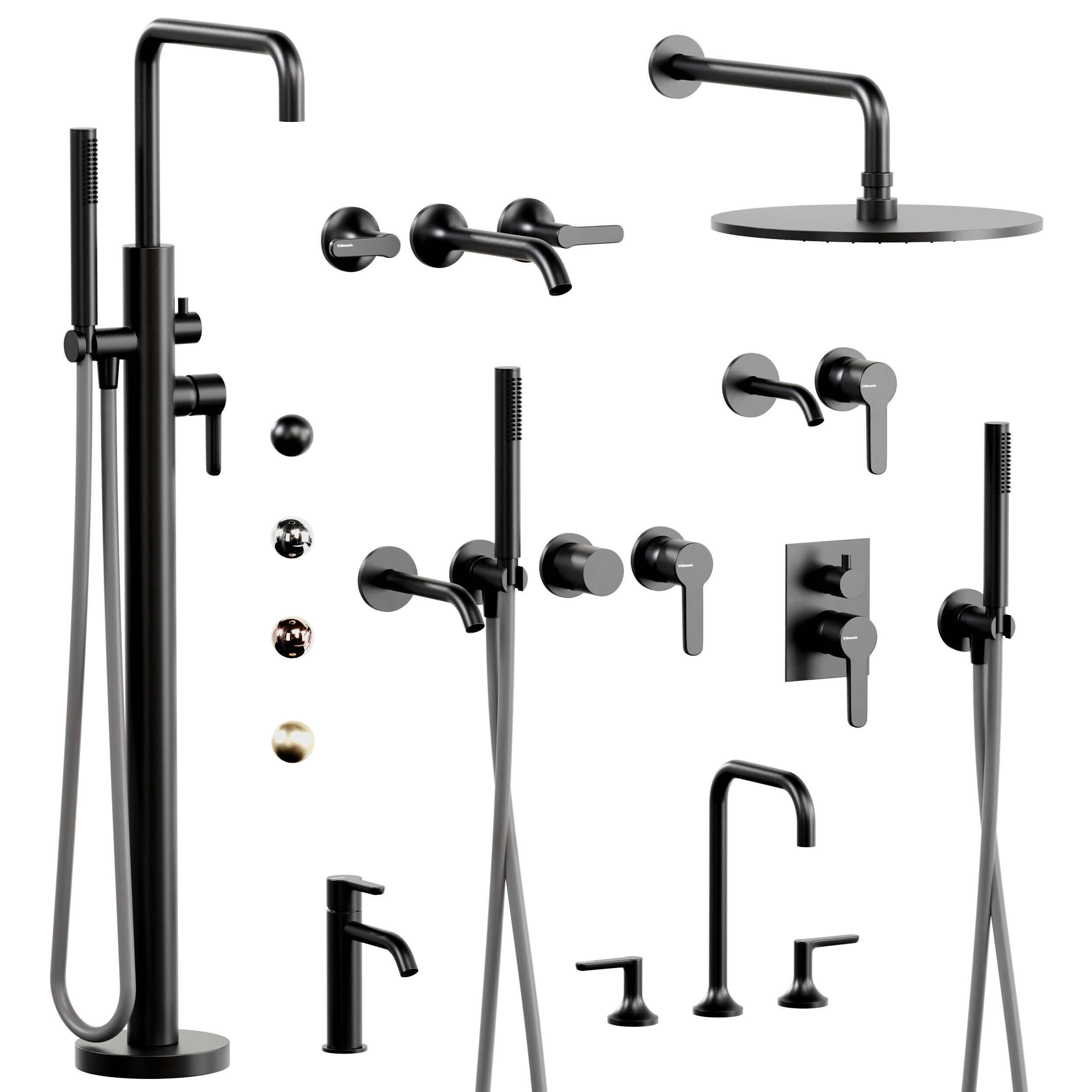 Ritmonio Basin mixers collection Low-poly 3D model_1