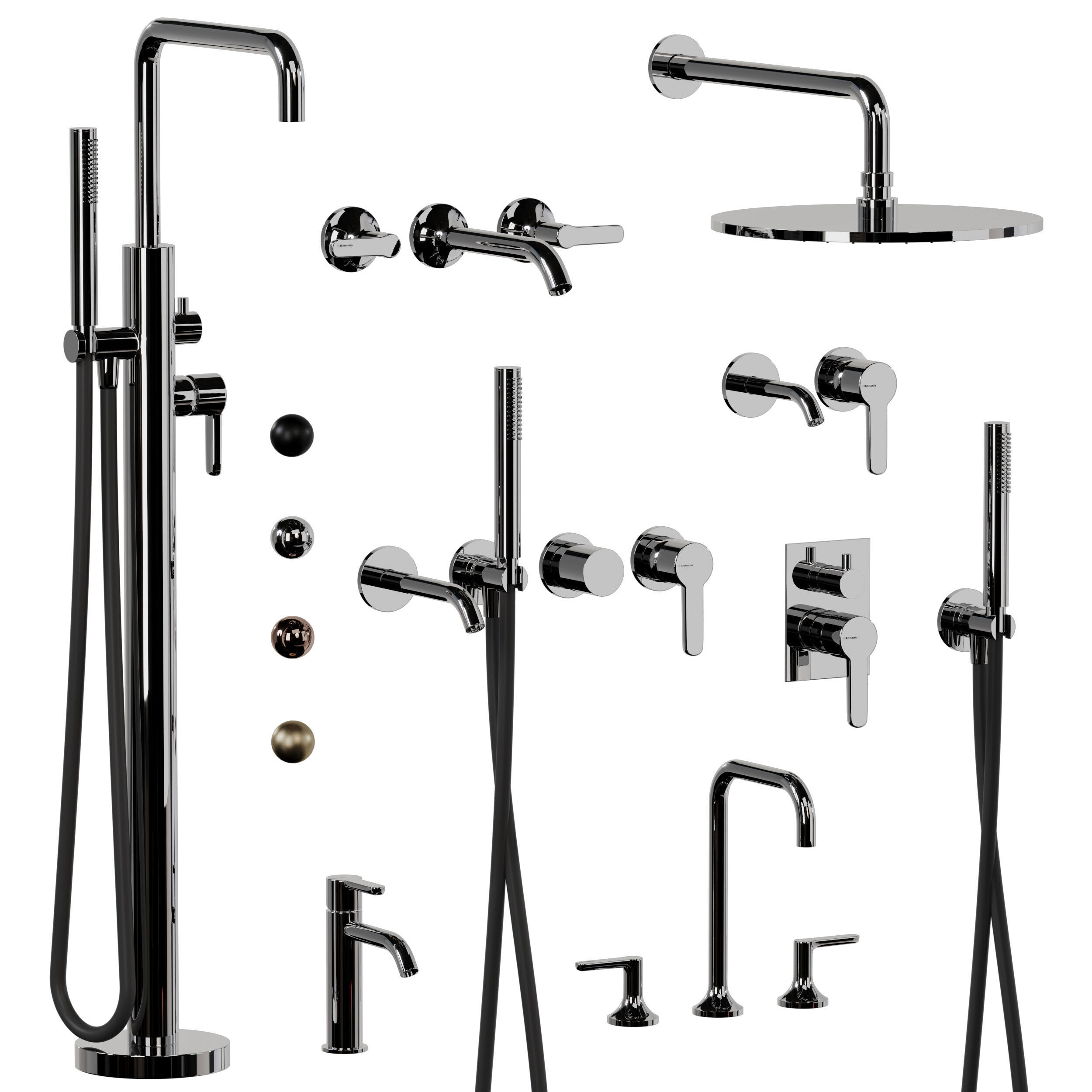 Ritmonio Basin mixers collection Low-poly 3D model_2