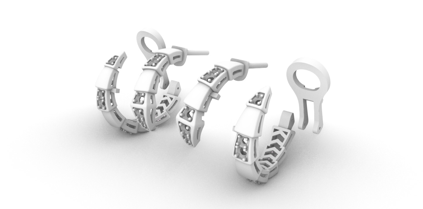 Bvlgari Snake Serpenti Earrings 3D print model 3D print model_5