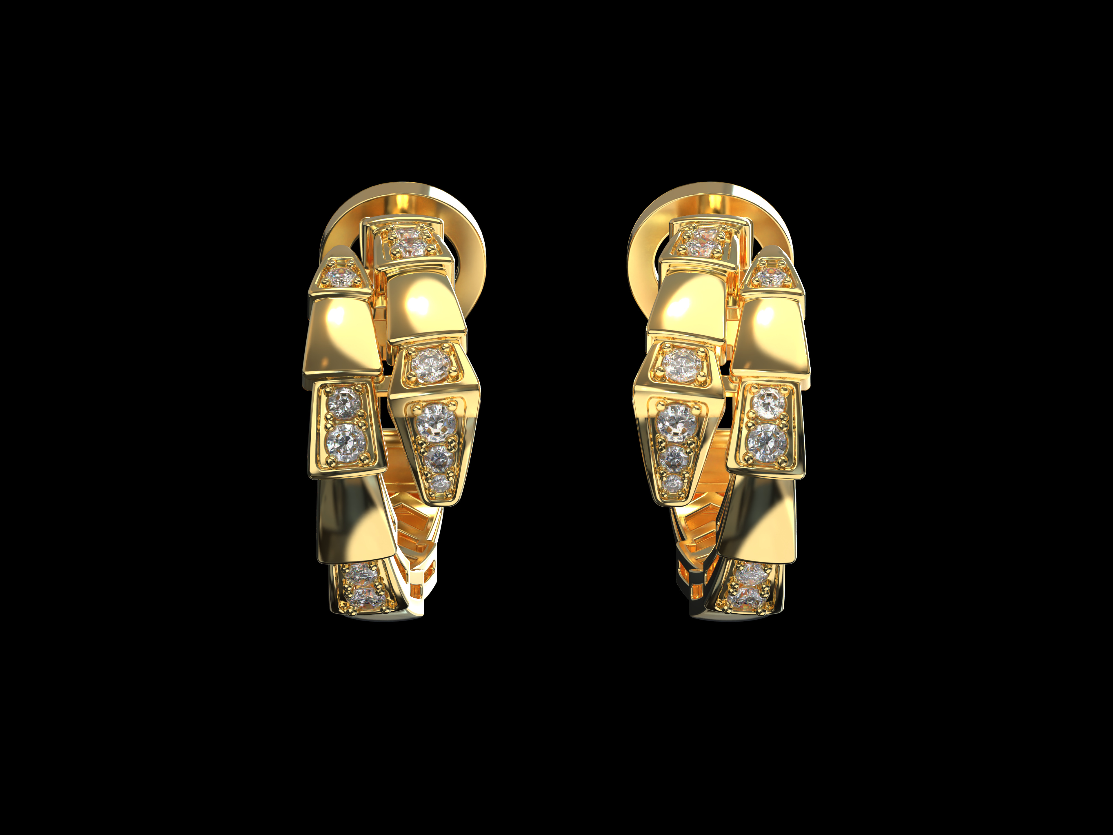 Bvlgari Snake Serpenti Earrings 3D print model 3D print model_2
