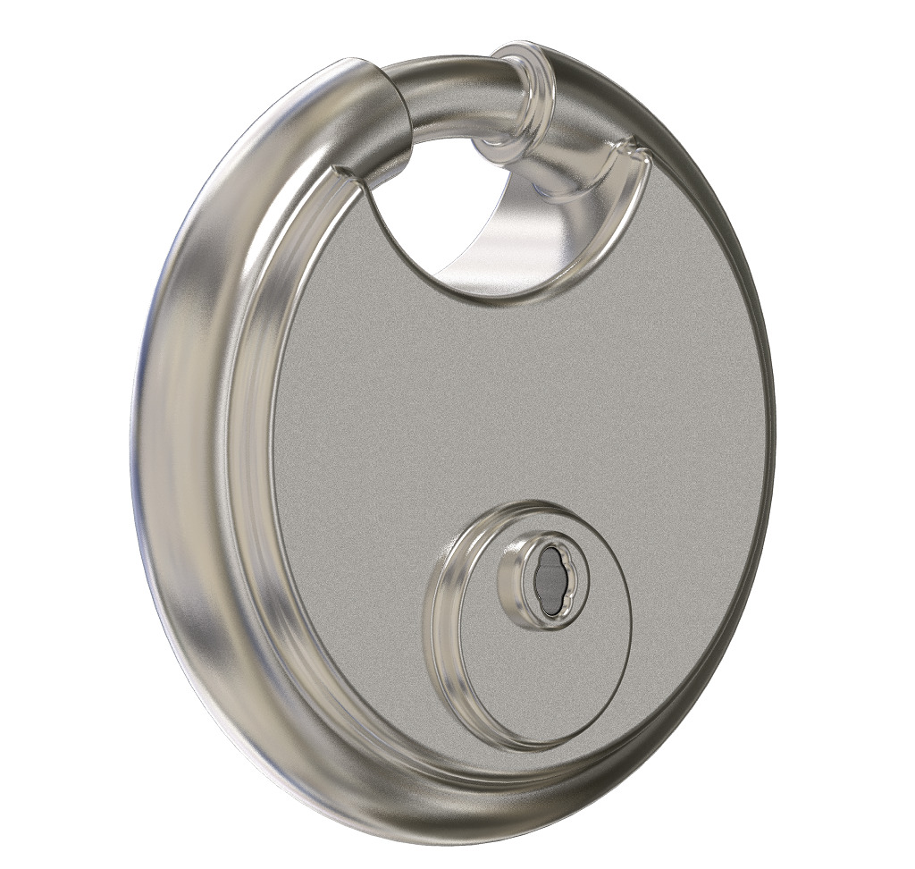 Steel Round Padlock 3D print model_1