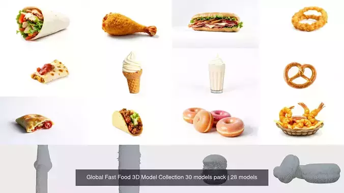 Global Fast Food 3D Model Collection 30 models pack 