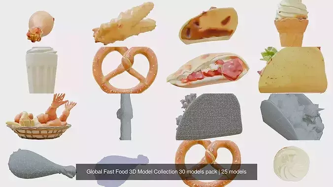Global Fast Food 3D Model Collection 30 models pack 5