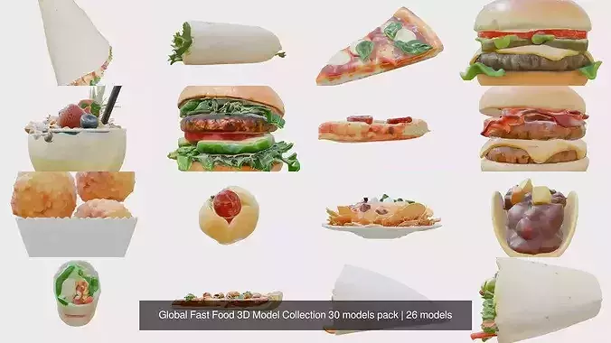 Global Fast Food 3D Model Collection 30 models pack 2