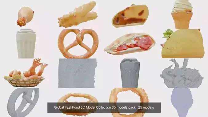 Global Fast Food 3D Model Collection 30 models pack 6