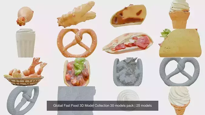 Global Fast Food 3D Model Collection 30 models pack 7