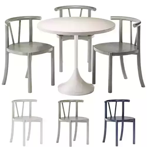 Crate and Barrel Emme Whitewashed Round Table and Classic Chair 