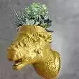 Bone head Pachycephalosaurus dinosaur wall mount flower vase STL