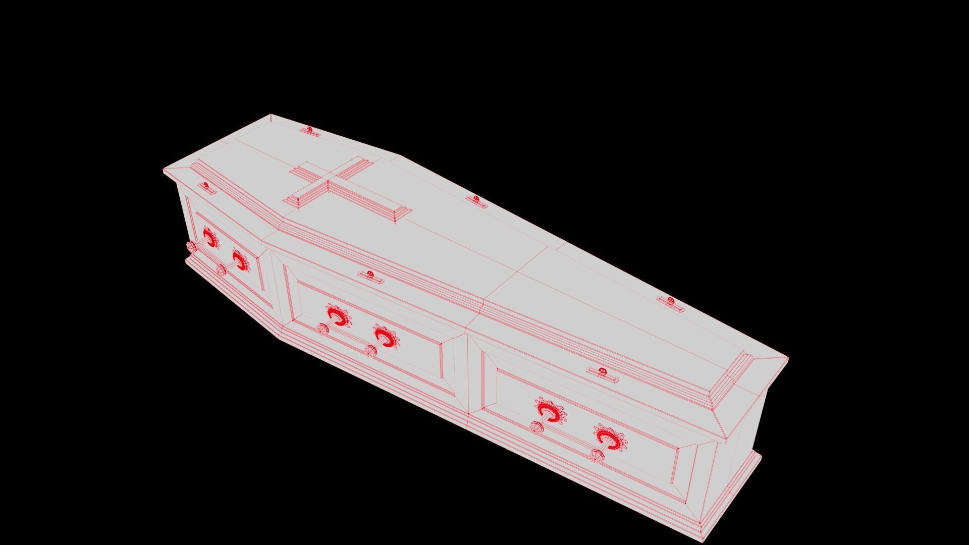 Coffin Low-poly 3D model_6