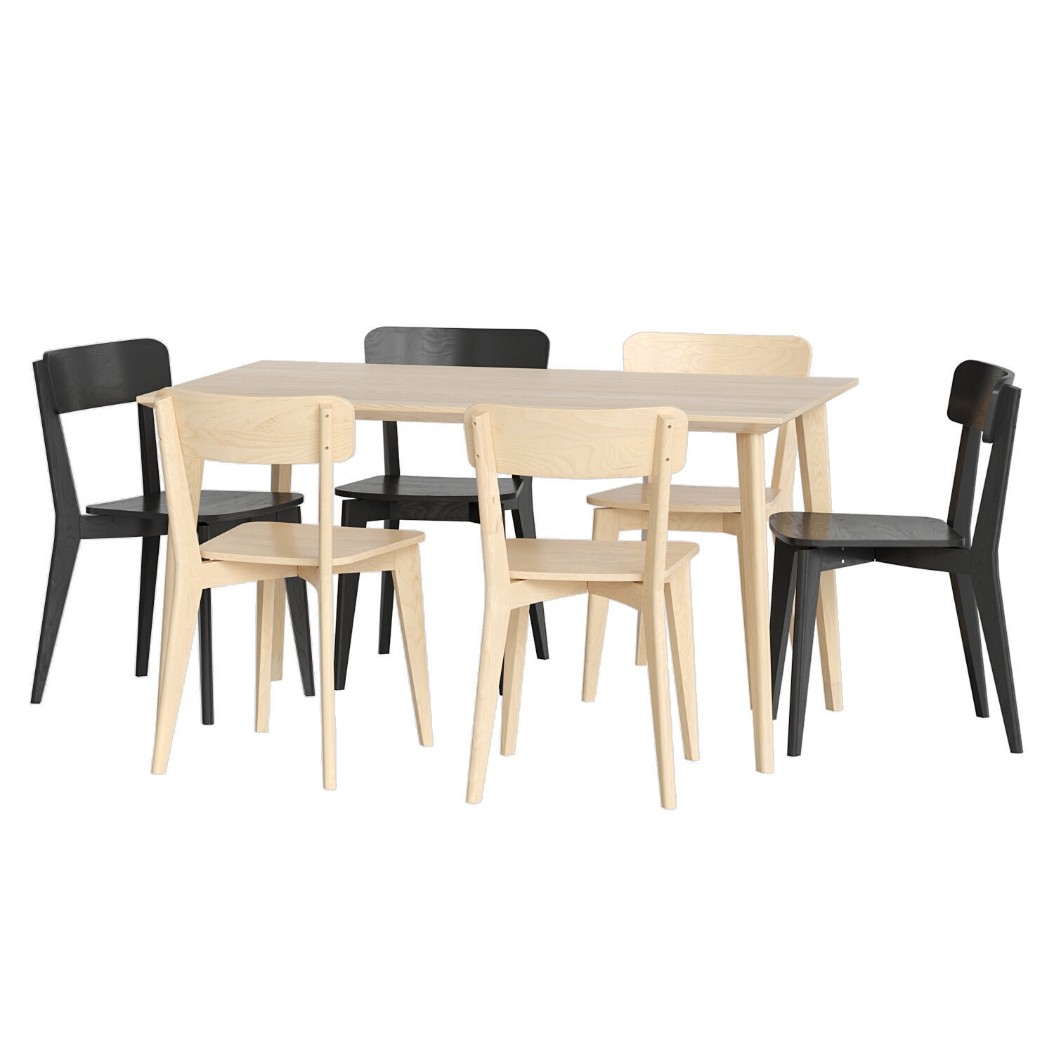 IKEA LISABO Table And Chairs Low-poly 3D model_2