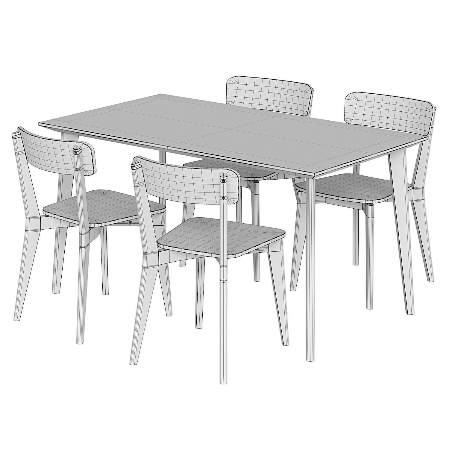 IKEA LISABO Table And Chairs Low-poly 3D model_4