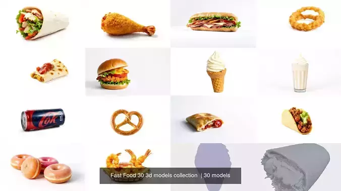 Fast Food 30 3d models collection  