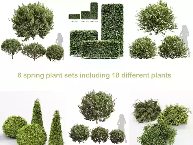 AV 6 spring bush sets including 18 different bushes 3D Model Collection