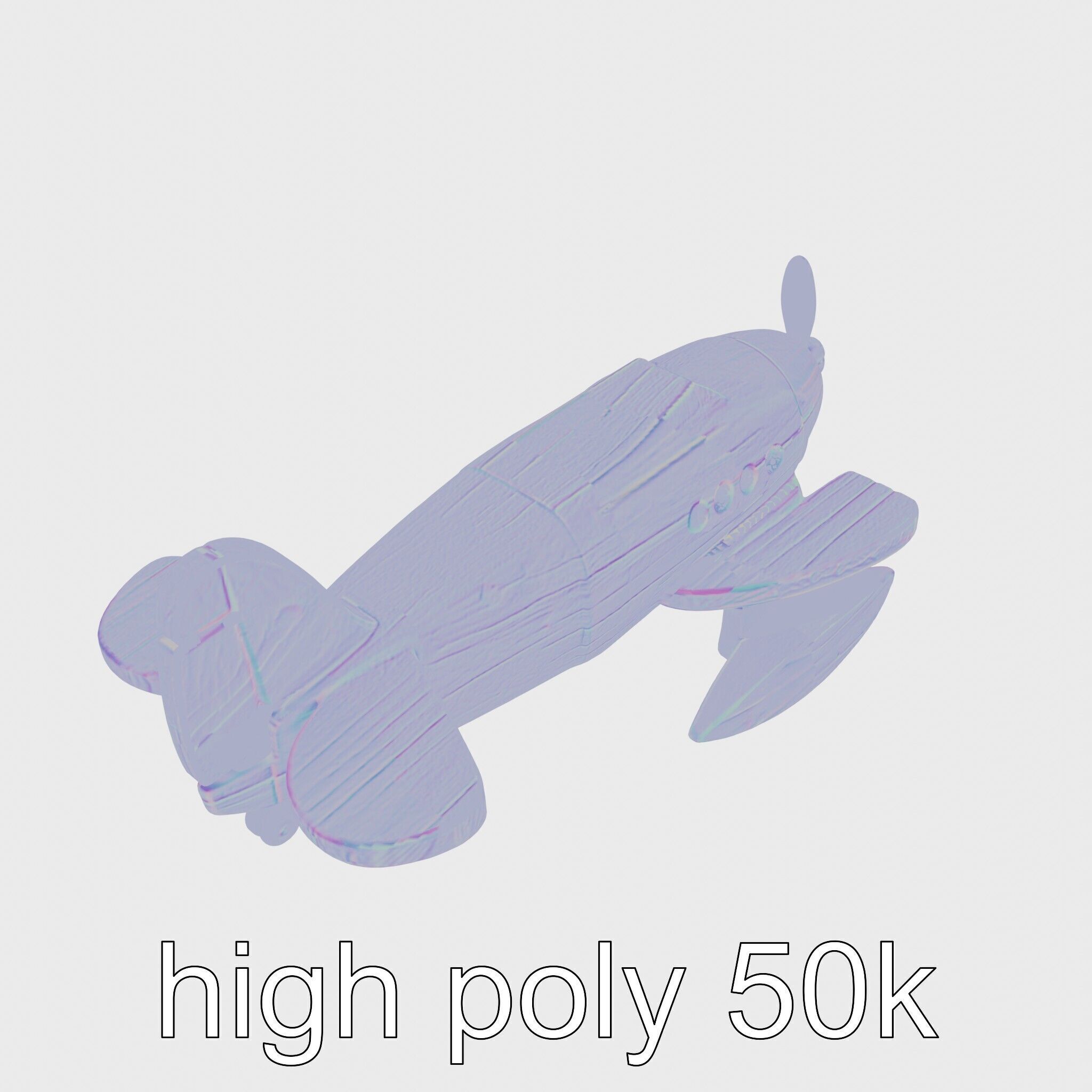 Wooden Seaplane Toy Weathered Texture Model Pack Low-poly 3D model_16