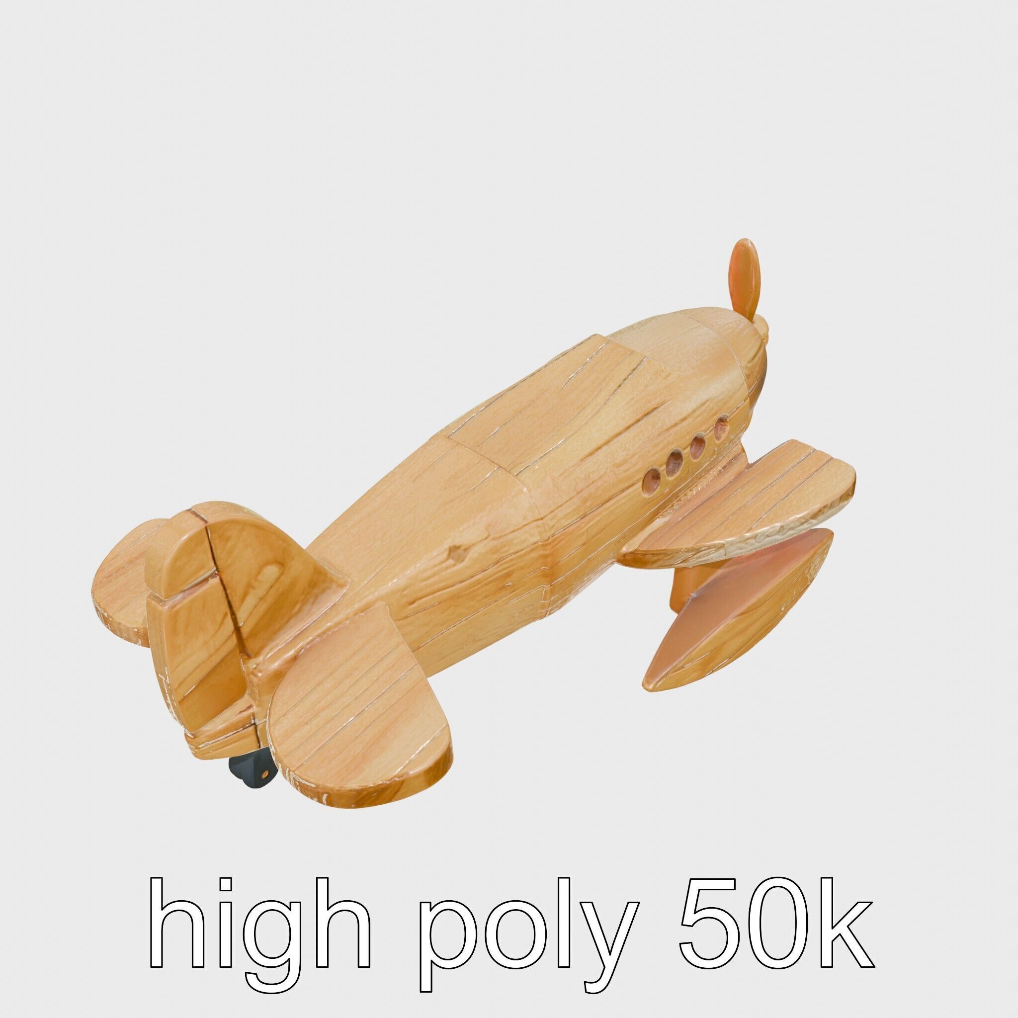 Wooden Seaplane Toy Weathered Texture Model Pack Low-poly 3D model_25