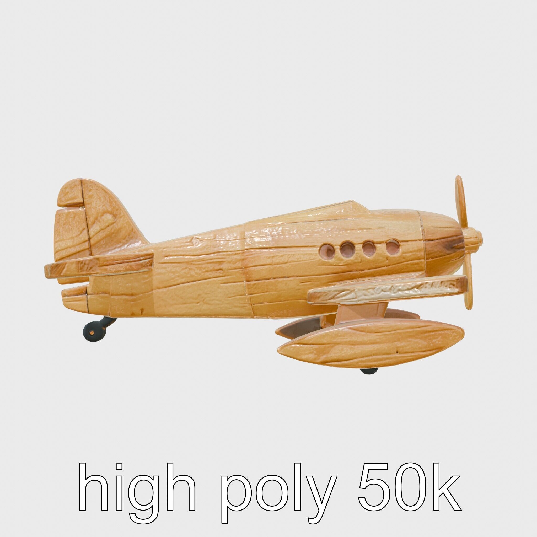Wooden Seaplane Toy Weathered Texture Model Pack Low-poly 3D model_22